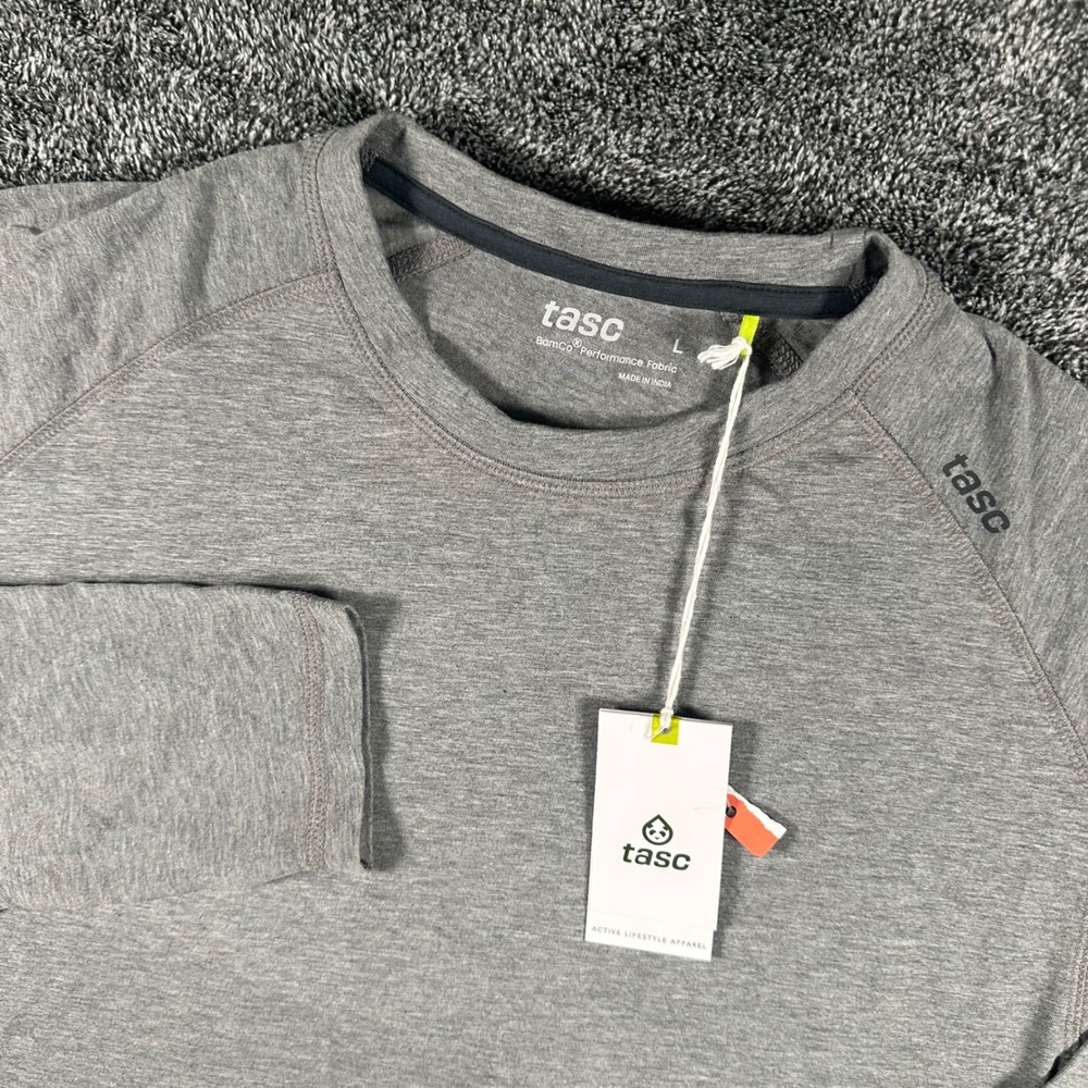 NWT Tasc Performance Shirt Mens L Carrollton LS Heather Gray Tee Stretch